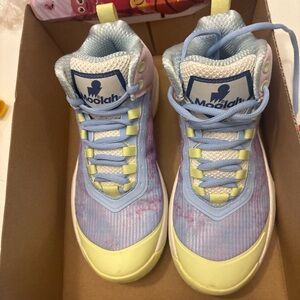 Women's Pastel Tie-Dye High-Top Athletic Sneakers - Blue, Yellow & Pink